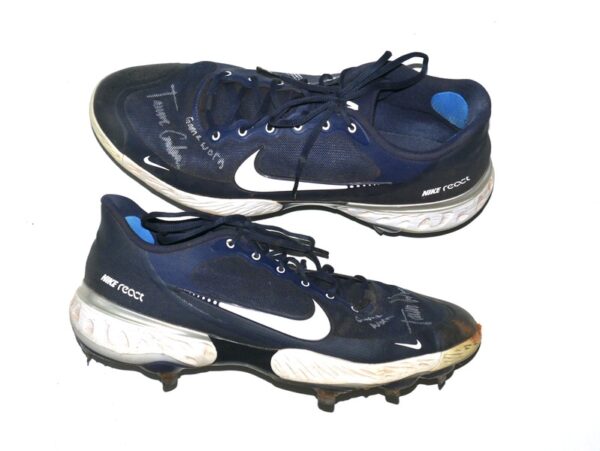 Tanner Gordon Rome Braves Game Worn & Signed Blue & White Nike Alpha Huarache Baseball Cleats