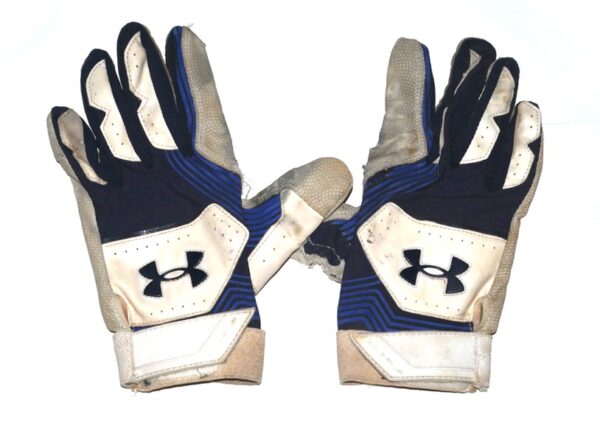 Andrew Moritz 2023 Mississippi Braves Game Worn & Signed White & Blue Under Armour Batting Gloves