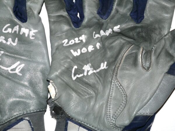 Cade Bunnell 2024 Mississippi Braves Game Worn & Signed Grey & Blue Mizuno Batting Gloves