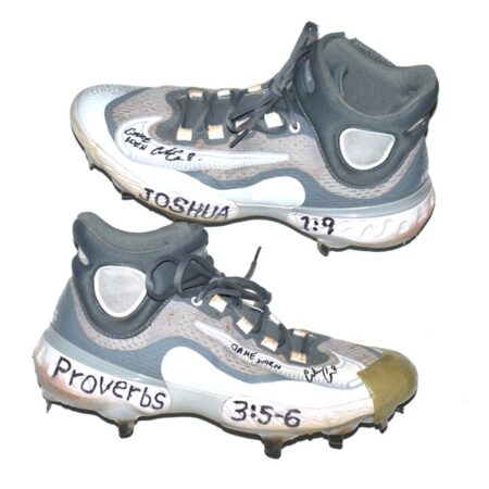 Coleman Crow 2023 Los Angeles Angels #91 Game Worn & Signed Grey & White Nike React Baseball Cleats