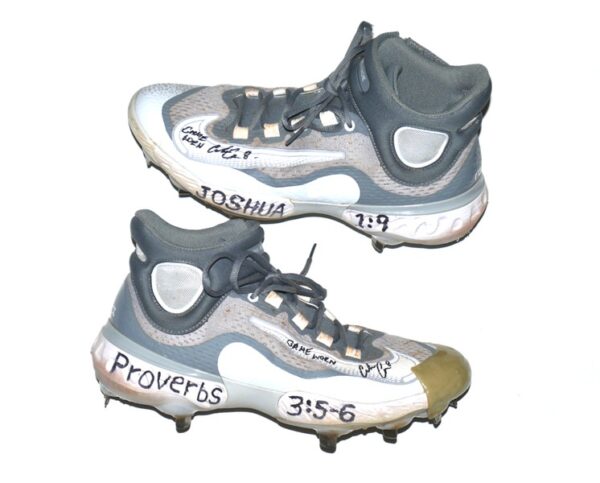 Coleman Crow 2023 Los Angeles Angels #91 Game Worn & Signed Grey & White Nike React Baseball Cleats