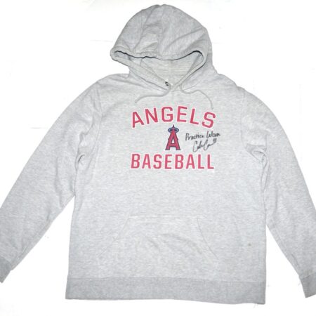 Coleman Crow Practice Worn & Signed Official Los Angeles Angels Fanatics Pullover Hooded Sweatshirt