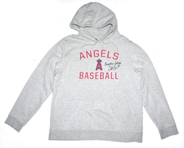 Coleman Crow Practice Worn & Signed Official Los Angeles Angels Fanatics Pullover Hooded Sweatshirt