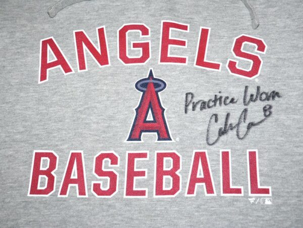 Coleman Crow Practice Worn & Signed Official Los Angeles Angels Fanatics Pullover Hooded Sweatshirt