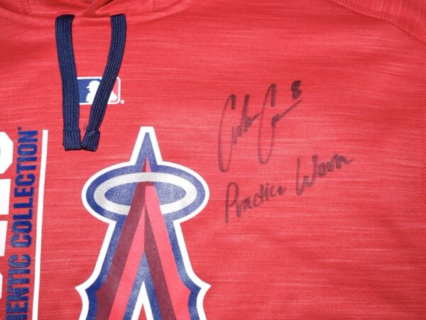 Coleman Crow Practice Worn & Signed Official Los Angeles Angels Majestic Thermabase Pullover Hooded Sweatshirt