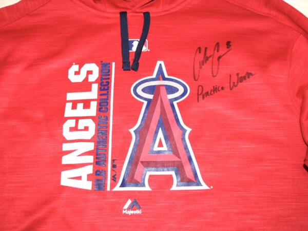 Coleman Crow Practice Worn & Signed Official Los Angeles Angels Majestic Thermabase Pullover Hooded Sweatshirt