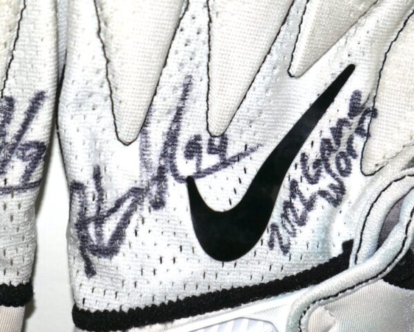 Henry Anderson Carolina Panthers Game Worn & Signed White & Gray Nike Gloves