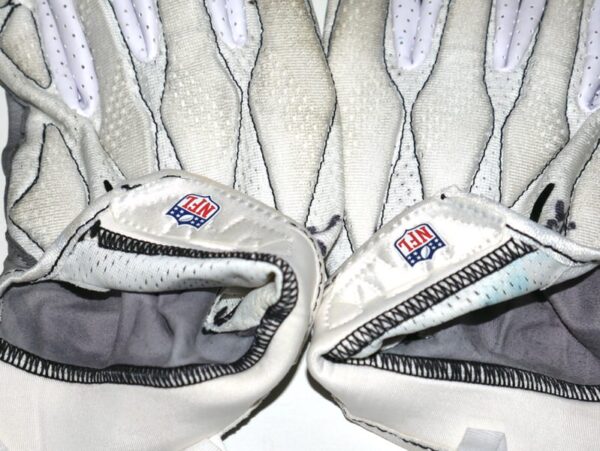 Henry Anderson Carolina Panthers Game Worn & Signed White & Gray Nike Gloves