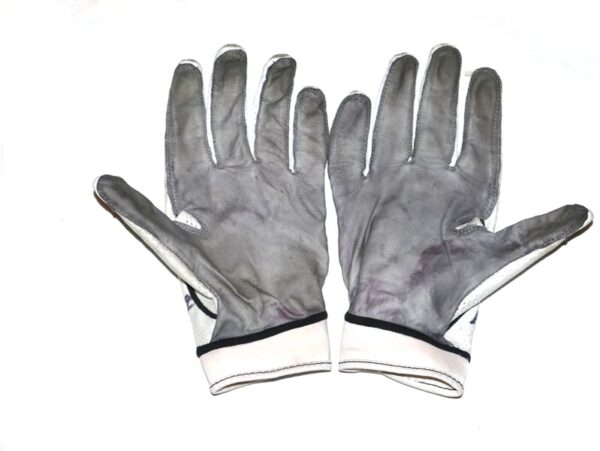 Henry Anderson Carolina Panthers Game Worn & Signed White & Gray Nike Gloves