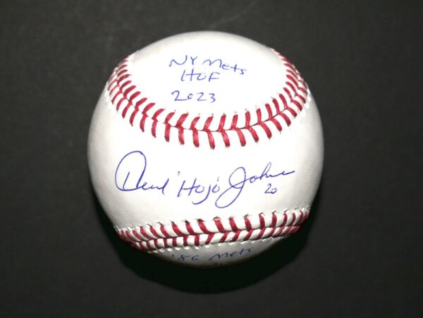 Howard Hojo Johnson New York Mets Signed Rawlings OML Baseball with NY Mets HOF 2023 & '86 Mets WS Champs Inscriptions!