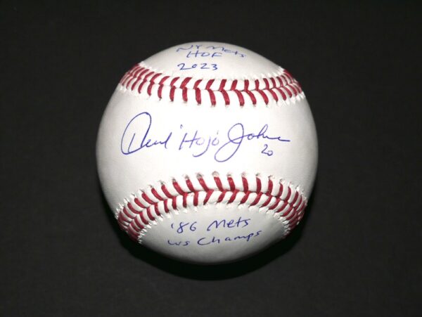 Howard Hojo Johnson New York Mets Signed Rawlings OML Baseball with NY Mets HOF 2023 & '86 Mets WS Champs Inscriptions!