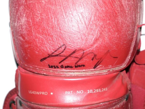 Logan O'Hoppe 2023 Los Angeles Angels Game Worn & Signed Red All-Star LG40WPRO Leg Guards