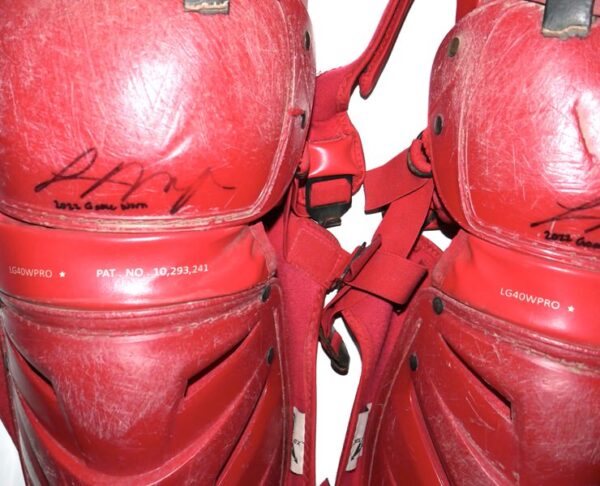 Logan O'Hoppe 2023 Los Angeles Angels Game Worn & Signed Red All-Star LG40WPRO Leg Guards