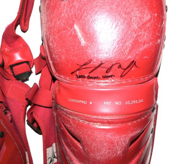 Logan O'Hoppe 2023 Los Angeles Angels Game Worn & Signed Red All-Star LG40WPRO Leg Guards