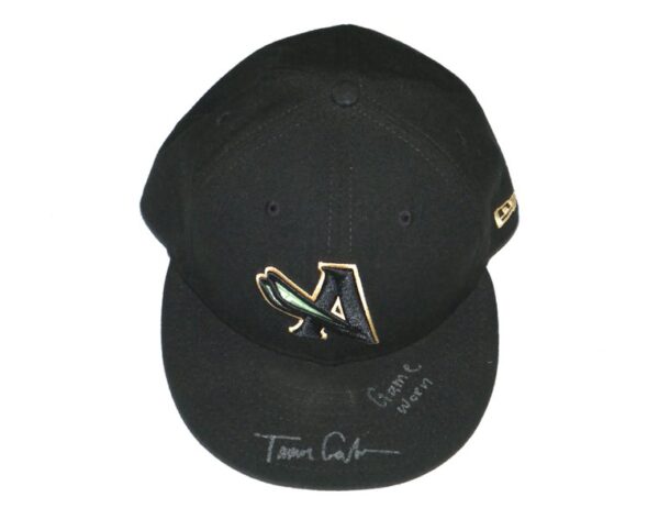 Tanner Gordon Game Worn & Signed Official Black Augusta GreenJackets New Era 59FIFTY Hat