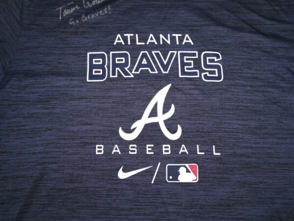 Tanner Gordon Practice Worn & Signed Official Blue Atlanta Braves Baseball Nike Dri-Fit XL Shirt