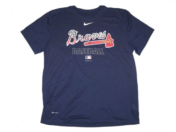 Tanner Gordon Practice Worn & Signed Official Blue Atlanta Braves Baseball Nike Dri-Fit XL Shirt