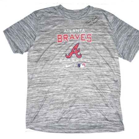 Tanner Gordon Practice Worn & Signed Official Grey Atlanta Braves Baseball Nike XL Shirt