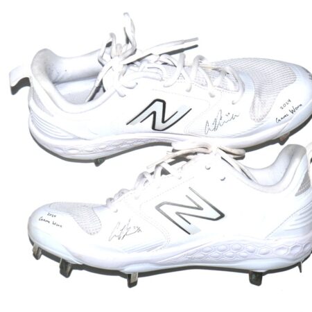 Cade Bunnell 2024 Mississippi Braves Game Worn & Signed Go Braves! White & Silver New Balance Baseball Cleats