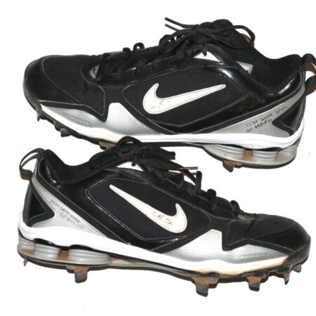 Cade Bunnell 2024 Mississippi Braves Game Worn & Signed Go Braves! Black & White Nike Shox Baseball Cleats