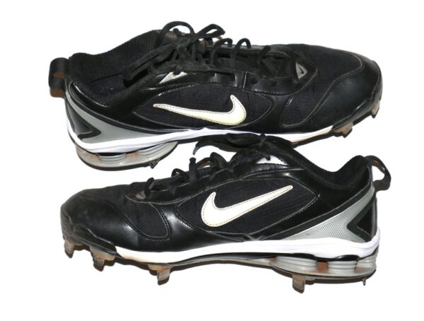 Cade Bunnell 2024 Mississippi Braves Game Worn & Signed Go Braves! Black & White Nike Shox Baseball Cleats