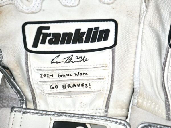 Cade Bunnell 2024 Mississippi Braves Game Worn & Signed Go Braves! White & Grey Franklin Batting Gloves