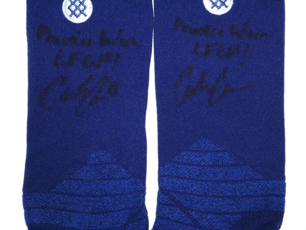 Coleman Crow 2023 Binghamton Rumble Ponies Practice Worn & Signed “LFGM!” Official Stance MLB Socks