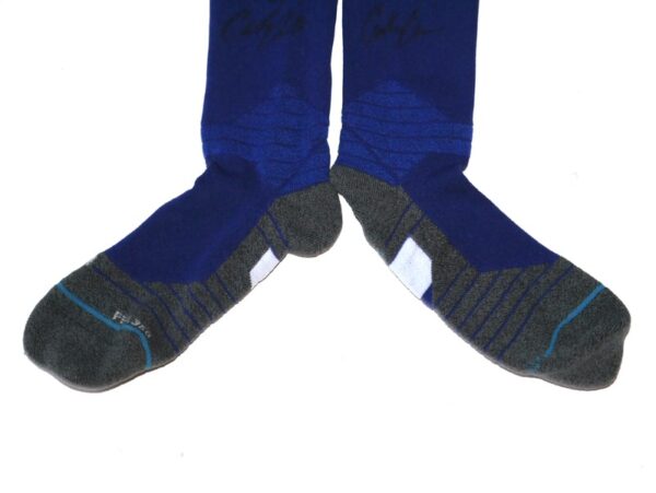 Coleman Crow 2023 Binghamton Rumble Ponies Practice Worn & Signed “LFGM!” Official Stance MLB Socks