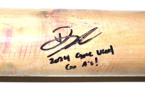 Drew Lugbauer 2024 Oakland Athletics #75 Game Used & Signed SAM Rideau Crusher Maple DL1 Baseball Bat – CRACKED