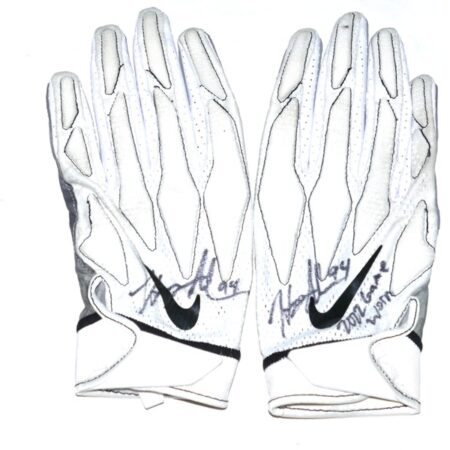 Henry Anderson Carolina Panthers Game Worn & Signed White & Gray Nike Gloves