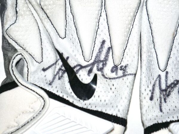 Henry Anderson Carolina Panthers Game Worn & Signed White & Gray Nike Gloves