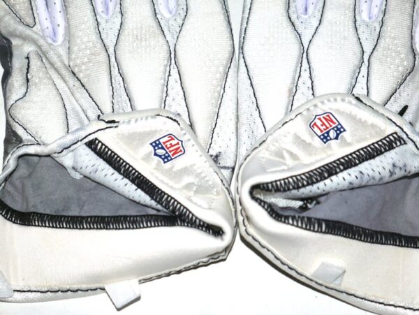 Henry Anderson Carolina Panthers Game Worn & Signed White & Gray Nike Gloves