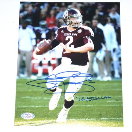 Johnny Manziel Texas A & M Aggies Signed Autographed 8 x 10 Photo with 12 Heisman Inscription - PSA Hologram