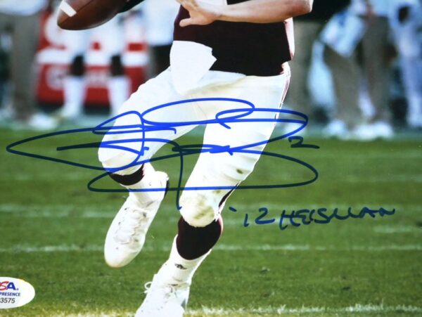 Johnny Manziel Texas A & M Aggies Signed Autographed 8 x 10 Photo with 12 Heisman Inscription - PSA Hologram