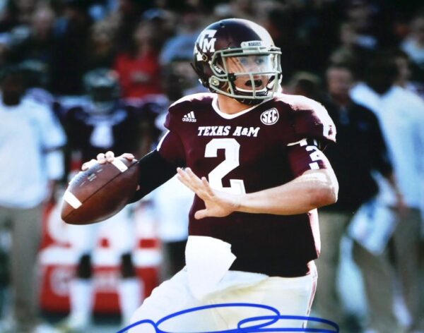 Johnny Manziel Texas A & M Aggies Signed Autographed 8 x 10 Photo with 12 Heisman Inscription - PSA Hologram