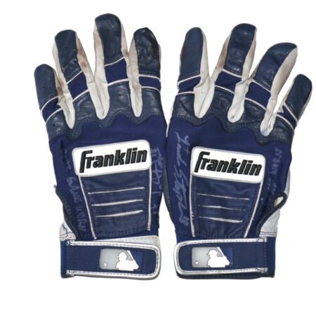 Landon Stephens 2022 Mississippi Braves Game Worn & Signed Blue & Gray Franklin Batting Gloves