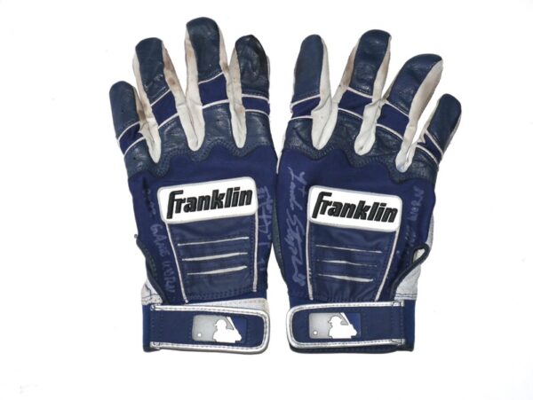 Landon Stephens 2022 Mississippi Braves Game Worn & Signed Blue & Gray Franklin Batting Gloves