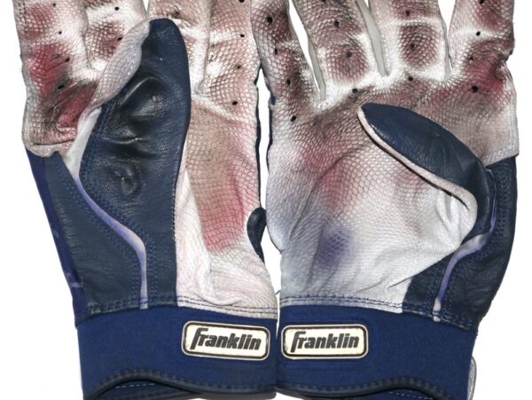 Landon Stephens 2022 Mississippi Braves Game Worn & Signed Blue & Gray Franklin Batting Gloves