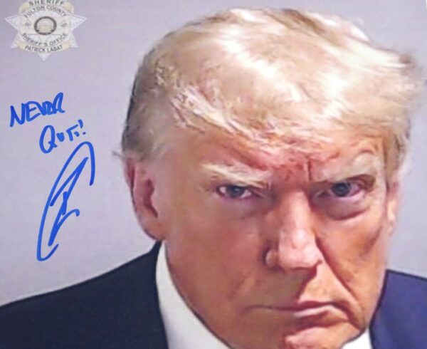 Navy Seal Robert O'Neill Signed Donald Trump Mugshot 8 x 10 with Never Quit! Inscription - Killed Osama bin Laden! - PSA Hologram (2C98669)