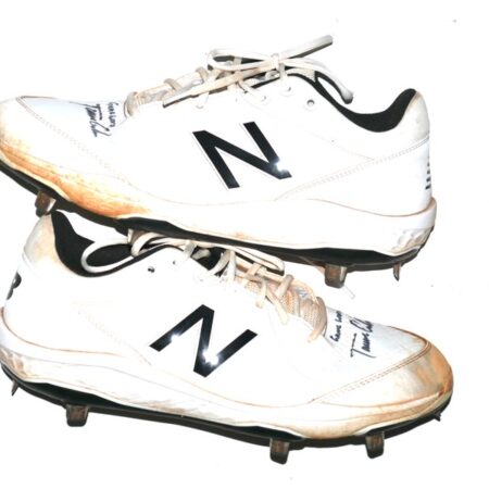 Tanner Gordon Mississippi Braves Game Worn & Signed White & Black New Balance Baseball Cleats