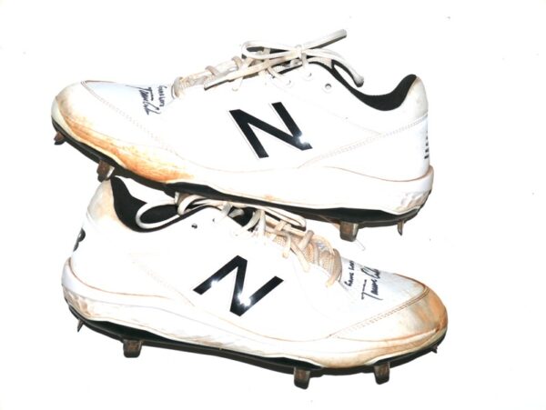 Tanner Gordon Mississippi Braves Game Worn & Signed White & Black New Balance Baseball Cleats