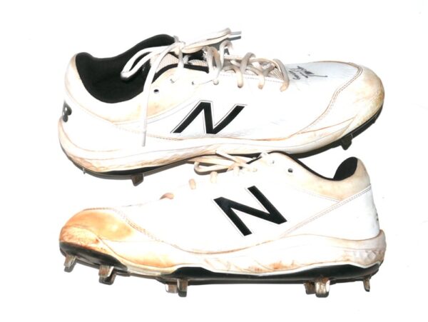 Tanner Gordon Mississippi Braves Game Worn & Signed White & Black New Balance Baseball Cleats