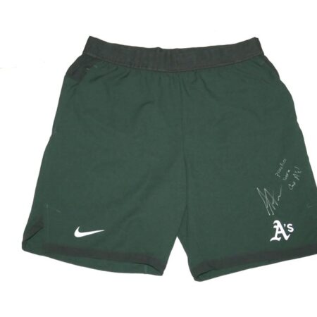 Armando Alvarez 2024 Practice Worn & Signed Official Oakland Athletics Nike Dri-Fit Shorts