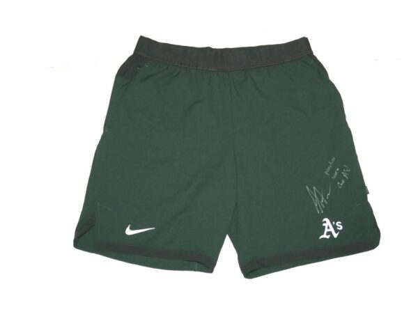 Armando Alvarez 2024 Practice Worn & Signed Official Oakland Athletics Nike Dri-Fit Shorts