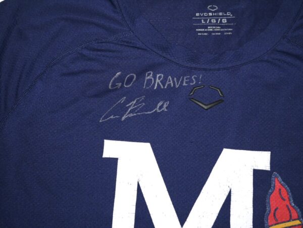 Cade Bunnell 2024 Practice Worn & Signed "GO BRAVES" Official Mississippi Braves #24 EvoShield Shirt