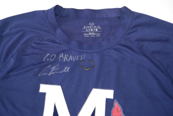 Cade Bunnell 2024 Practice Worn & Signed "GO BRAVES" Official Mississippi Braves #24 EvoShield Shirt