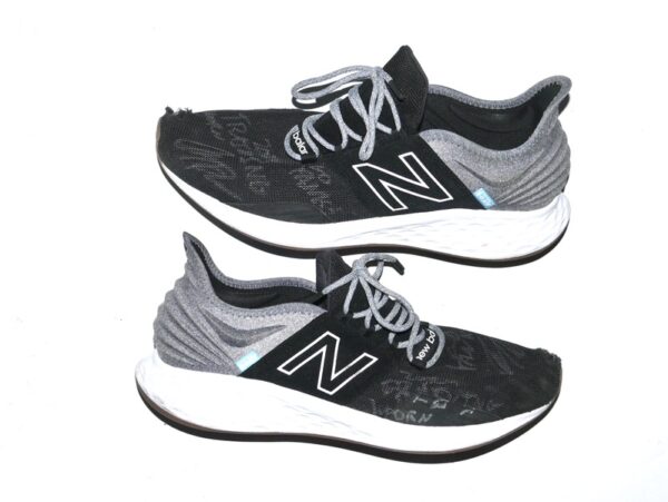 Indigo Diaz 2024 Hudson Valley Renegades Training Worn & Signed Black & Grey GO YANKEES New Balance Shoes