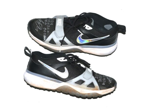 Indigo Diaz 2024 Hudson Valley Renegades Training Worn & Signed Black & Silver GO YANKS! Nike Shoes