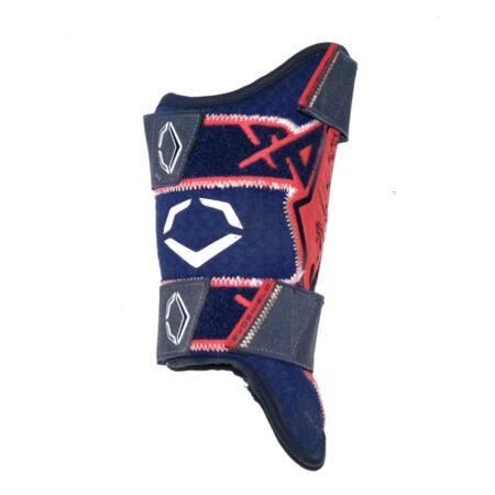 Luke Waddell 2024 Gwinnett Stripers Game Worn & Signed Blue & Red EvoShield Leg Guard