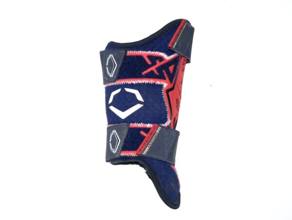 Luke Waddell 2024 Gwinnett Stripers Game Worn & Signed Blue & Red EvoShield Leg Guard